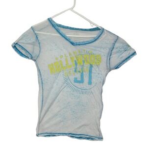Planet Hollywood Shirt Women's Size‎ Large Blue Yellow Lightweight Cotton Blend